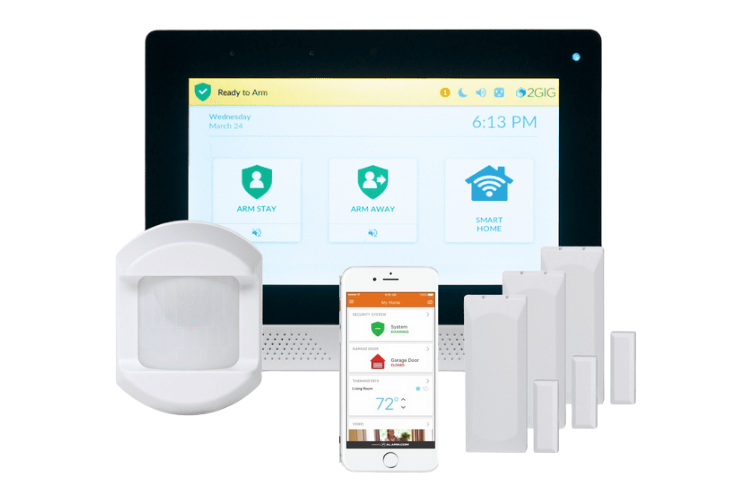 Alarm.com Security System with Panel and Sensors